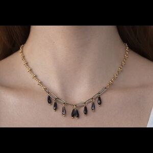 Chic Mixed Metal Paperclip Chain Necklace Gold Silver Beaded